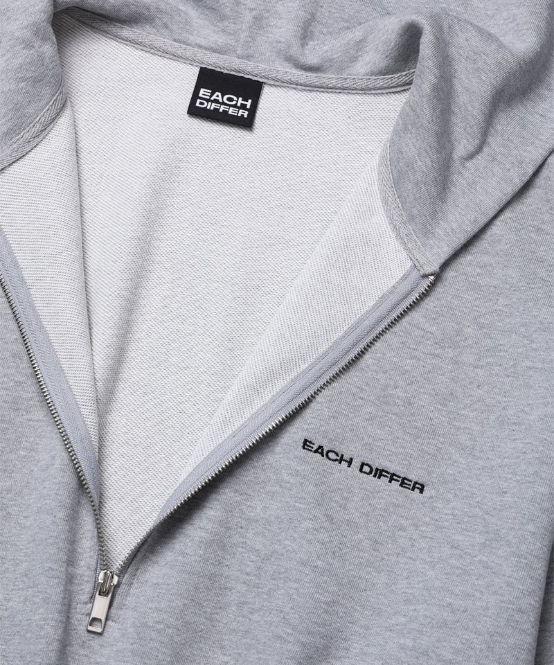HAIF-ZIP HOODIE (CROP)_GRAY