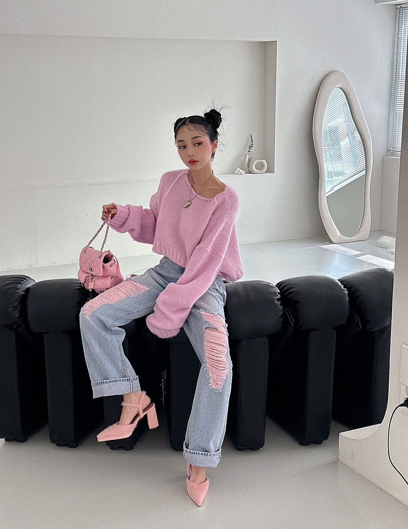 Angora strap high heels