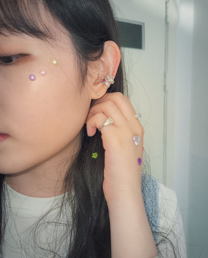 【MADE】 Heart quilting earcuff
