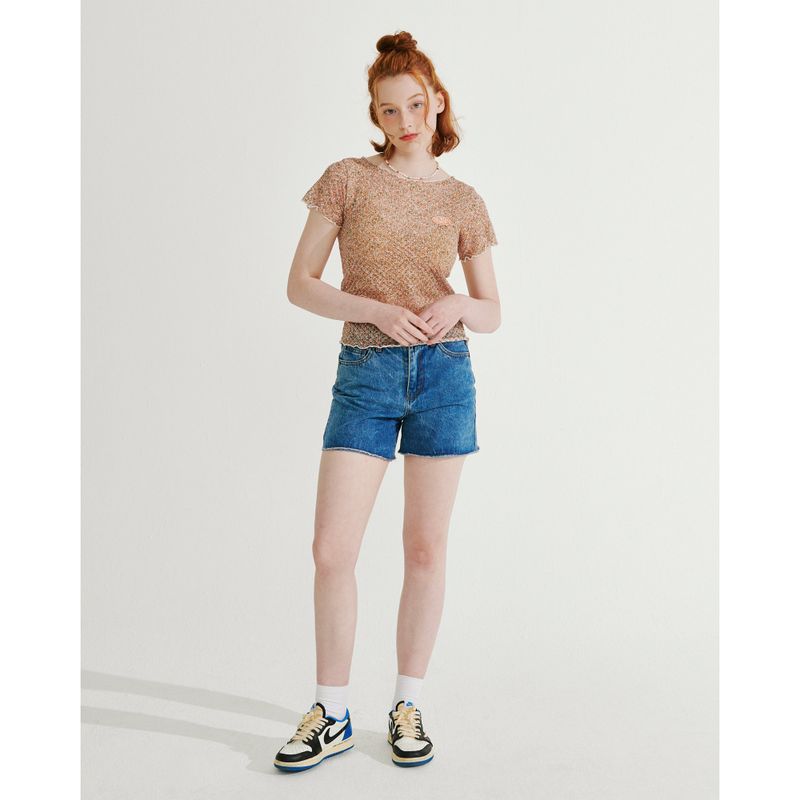 INTERLOCK STITCH LACE TOP_ORANGE