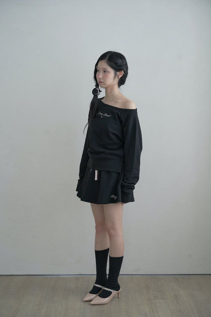 Aラインミニスカート - black