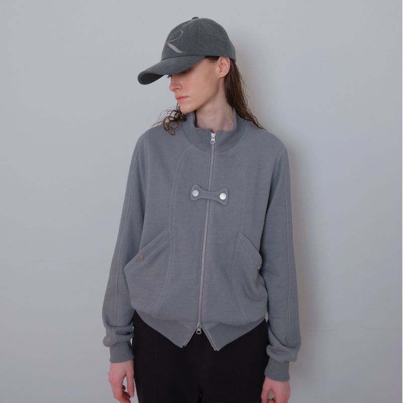 Gray Butterfly Pigment Jersey Zip-up