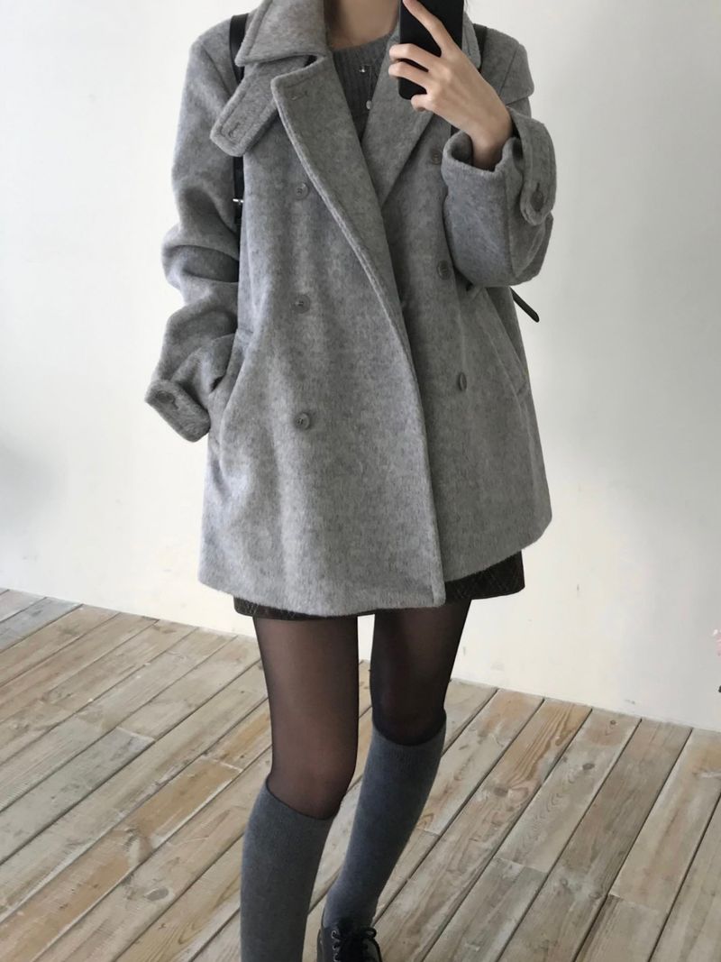 High-neck double coat (2 colors)