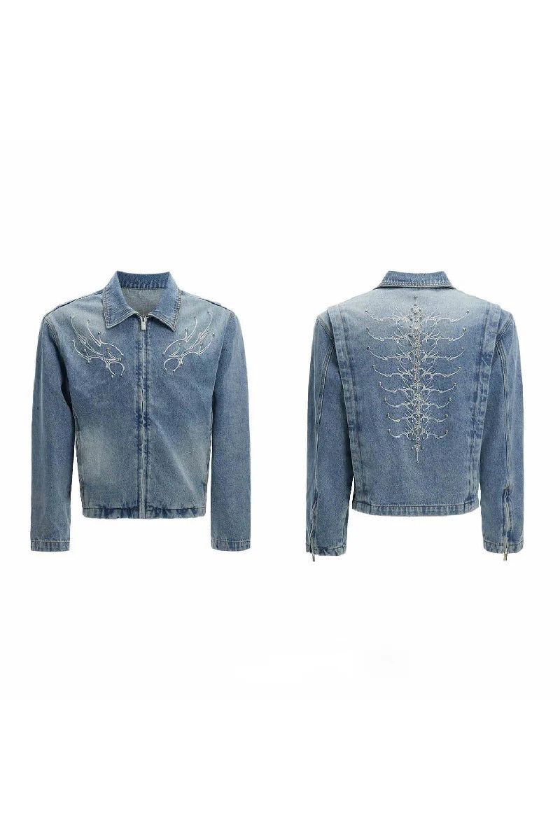 Washed Studded Denim Jacket