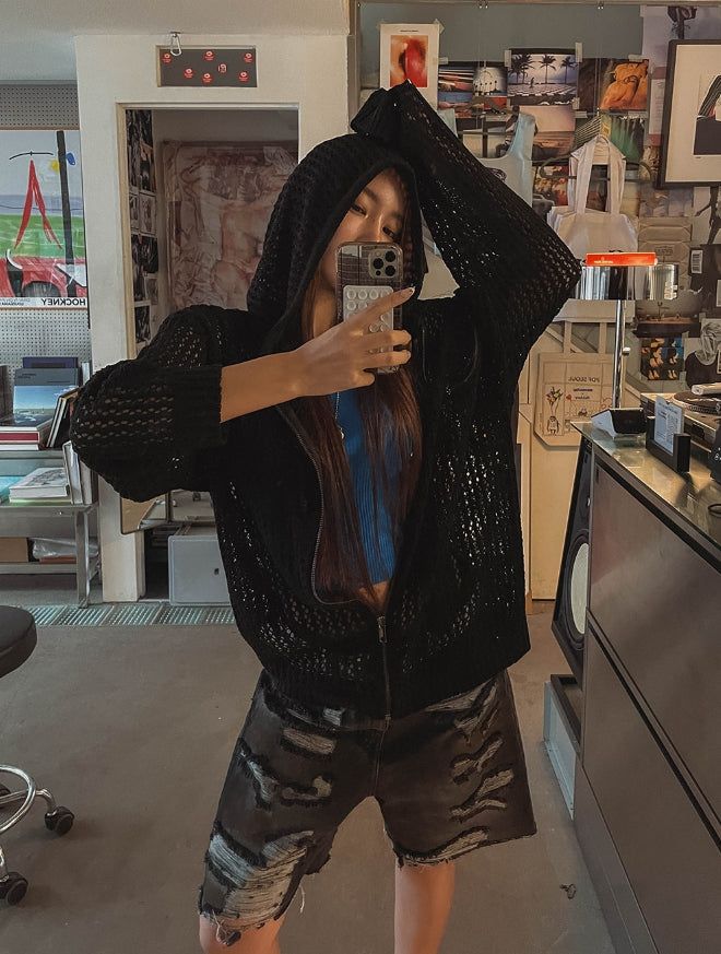 Tizzy Damage Black Denim Half Pants