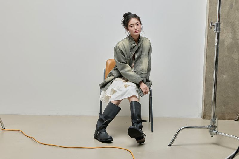 Washed High-Neck Field Jacket_Khaki