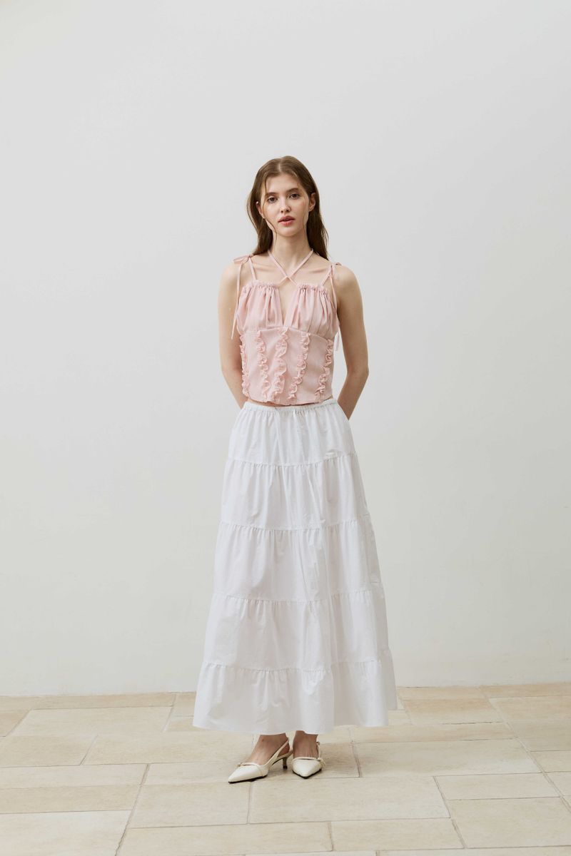 REVE CORSET SMOCKED TOP / PINK
