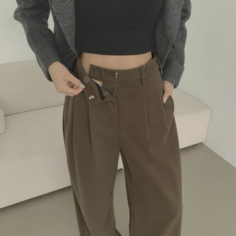 SHORT / woolen pintuck winter wide slacks pants