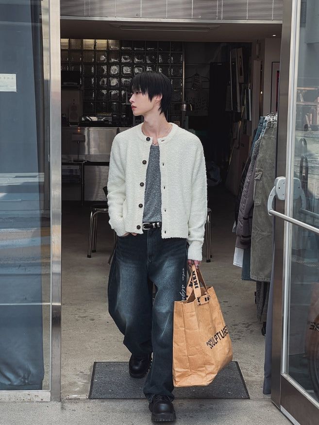 [LANARCH] Boucle Round Neck Cardigan