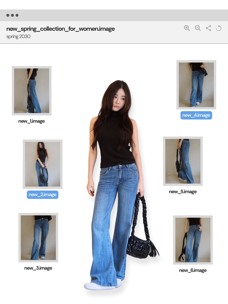 low semi-long denim pants