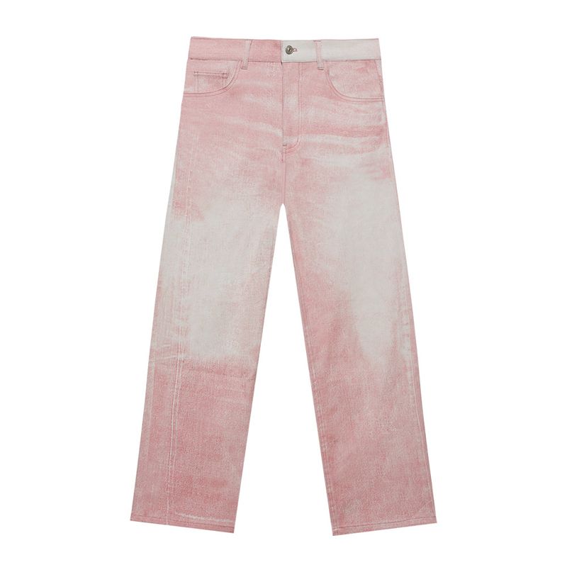 Digital printing straight-leg jeans
