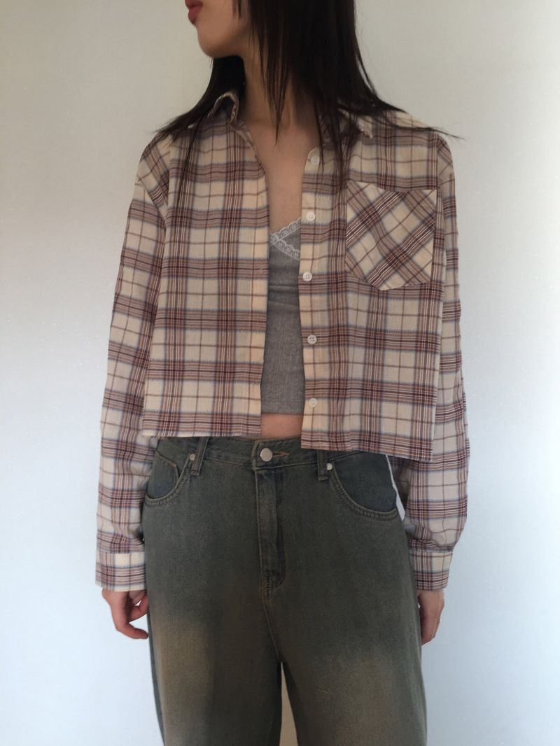 Check crop shirt (2 colors)