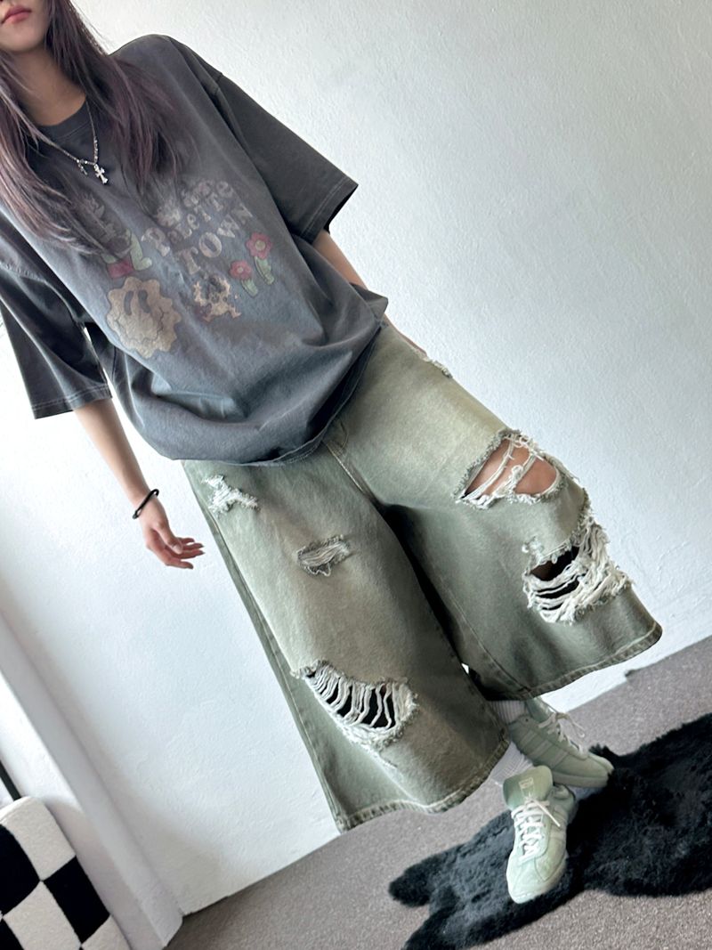 Britty Colored Washed Distressed Denim 3color
