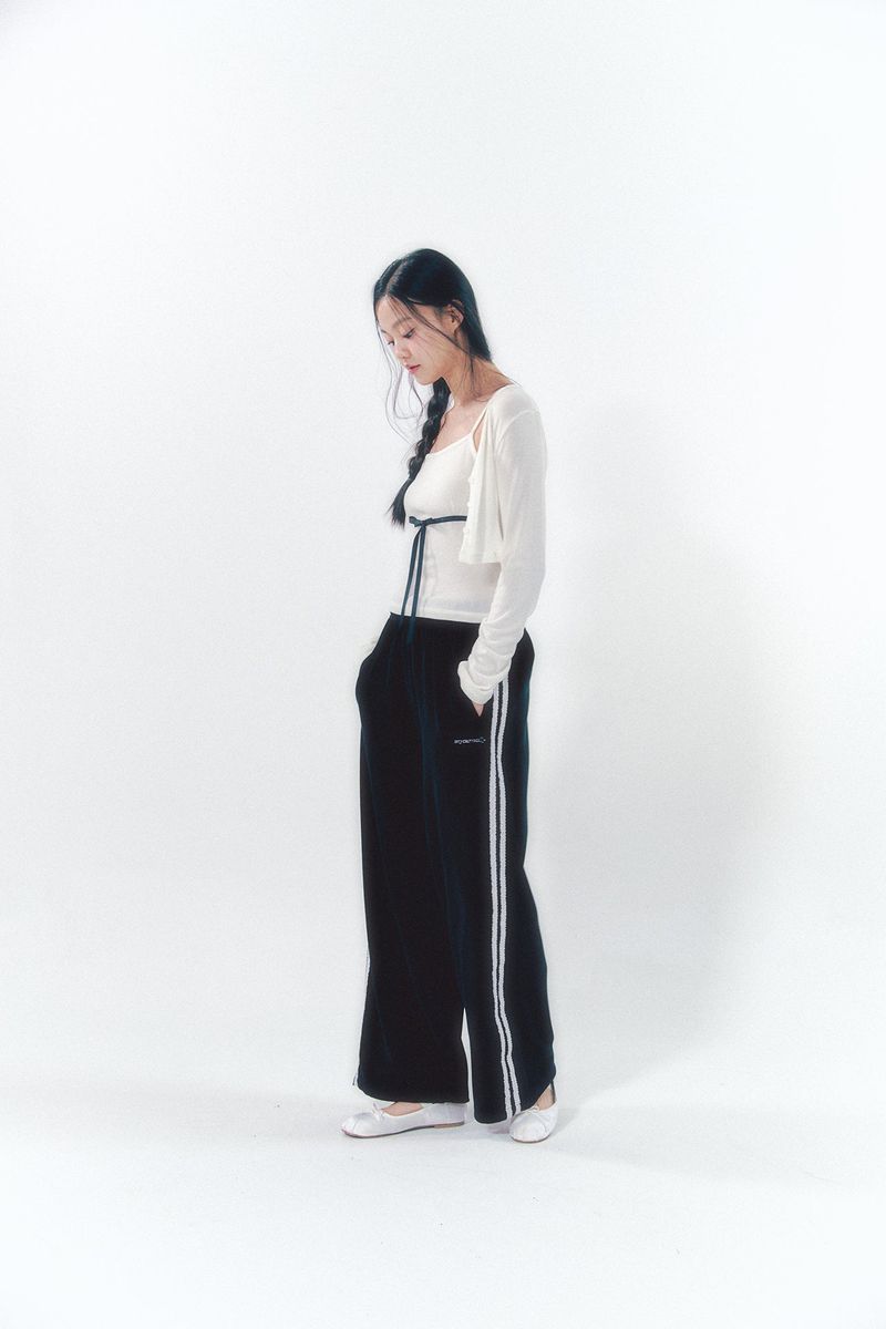 Velvet Lace Track Pants Black