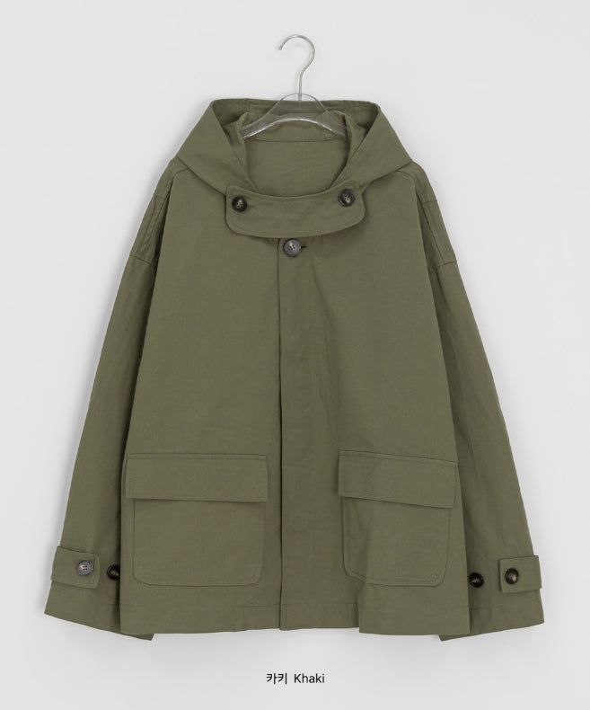 Auburn High-Neck Cotton Hood Bomber Jacket