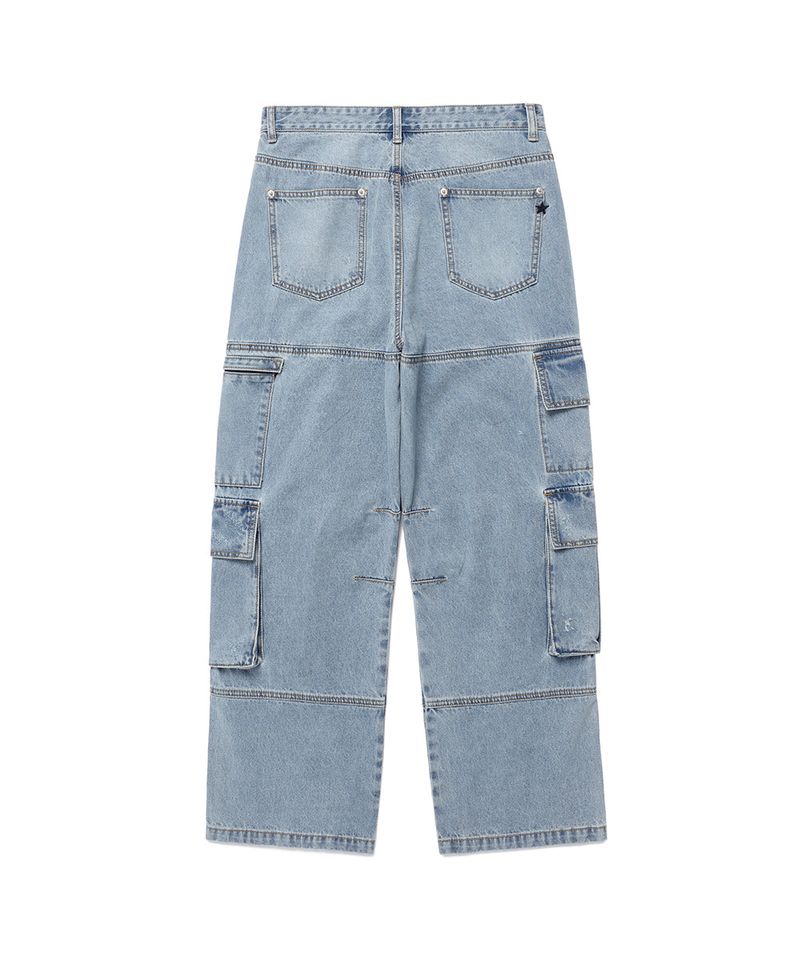WASHED DENIM CARGO PANTS BLUE(CV2ESUD111A)