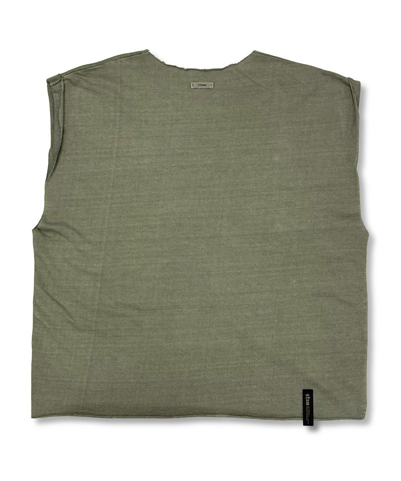 RAW-CUT PIGMENT SLEEVELESS KHAKI