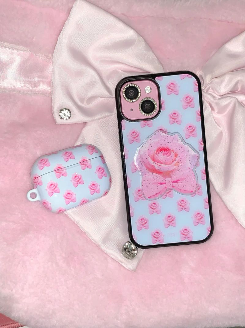 Rose ribbon phone grip - normal(stick-on)