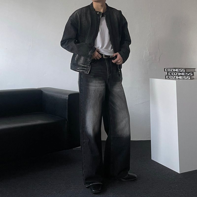 MG incision biker denim jacket (2 colors)