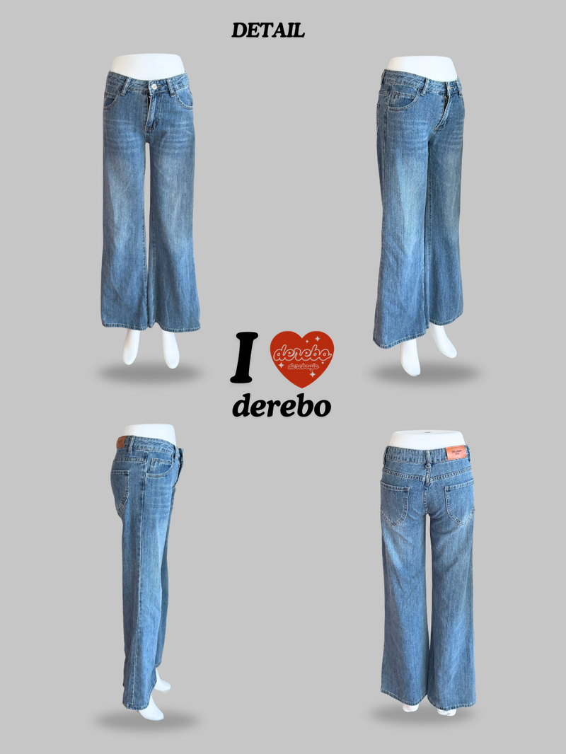 low semi-long denim pants