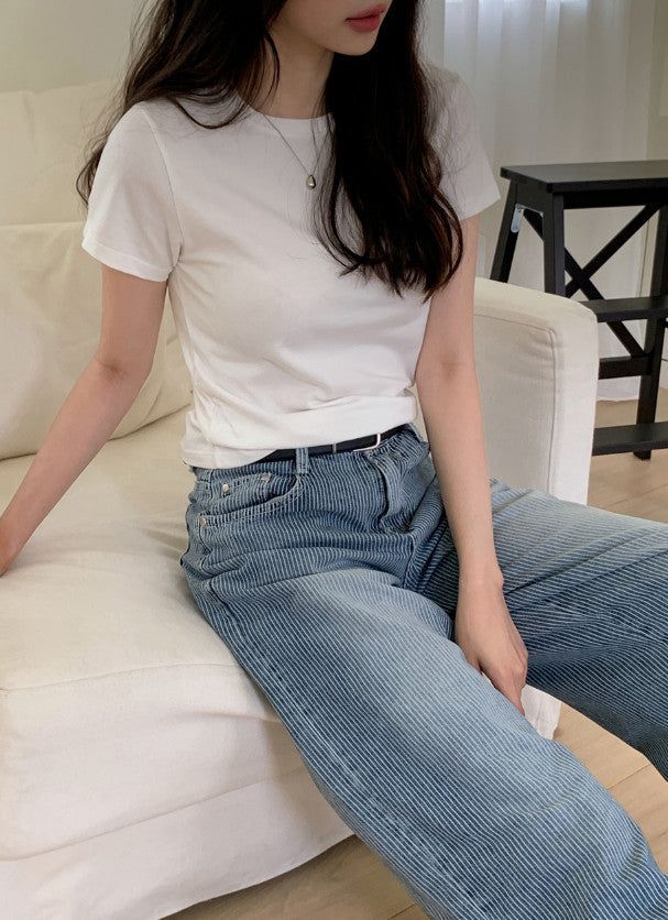 SHOPPERLAND(ショッパーランド)の「Simple & Basic Round Short Sleeve T-shirt (6color)(Tops)」