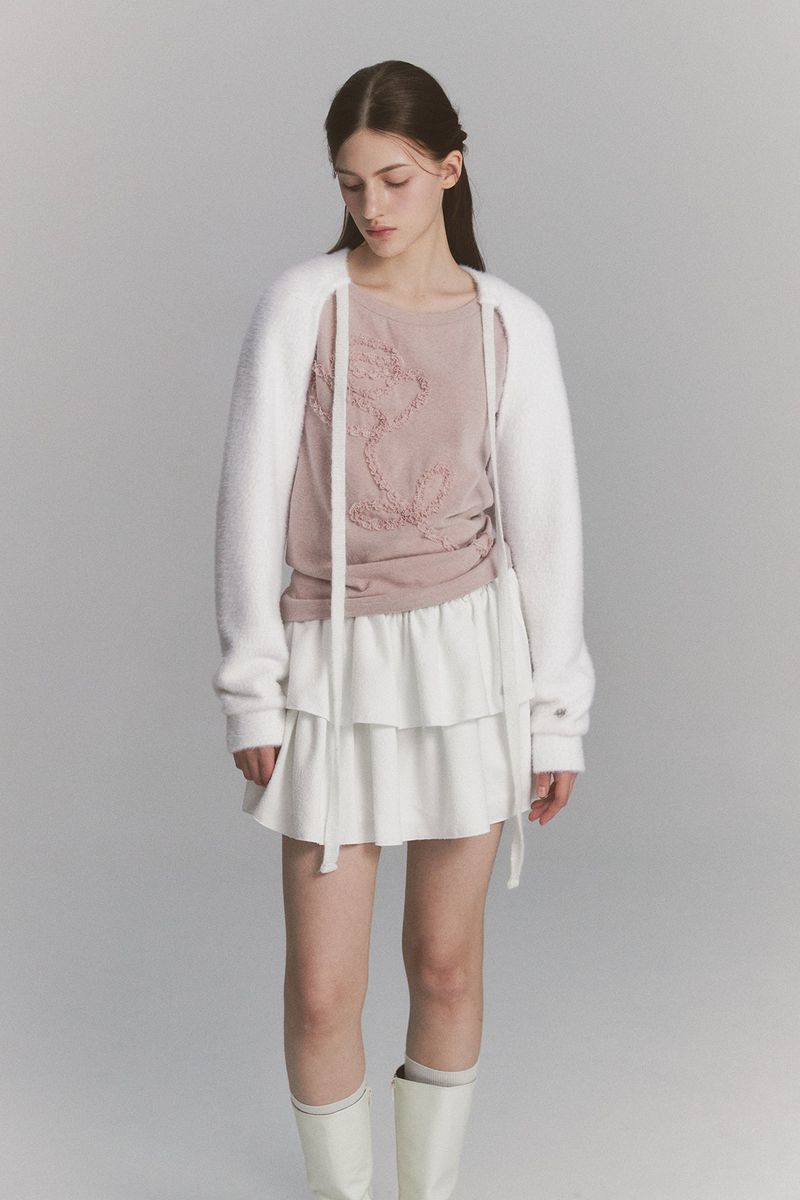 Fur Ribbon Bolero White
