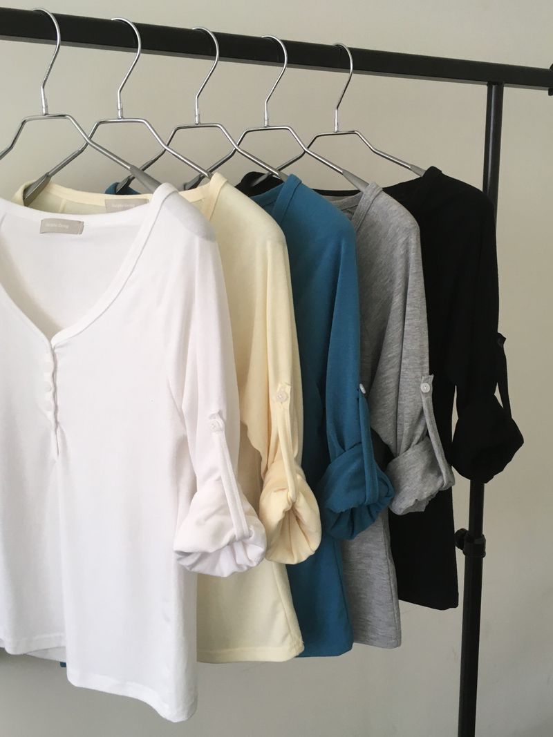 Adam V-Neck Roll-Up Long-Sleeve T-Shirt