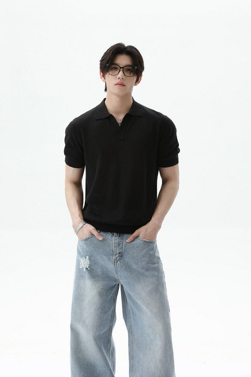 Textured V-Neck Lightweight Tee