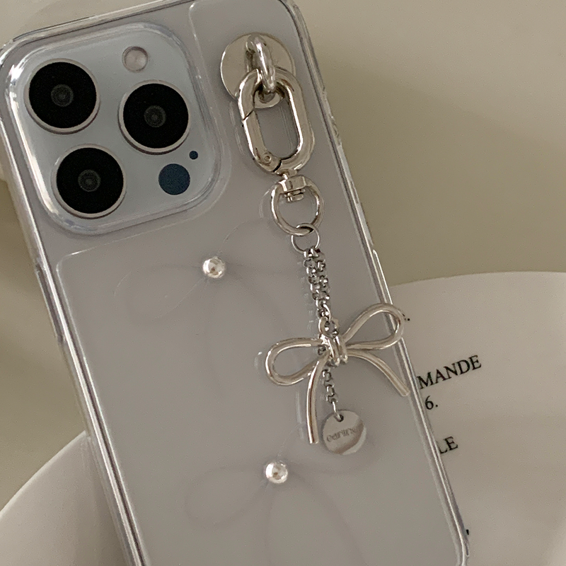 [handmade] mini silver ribbon logo keyring