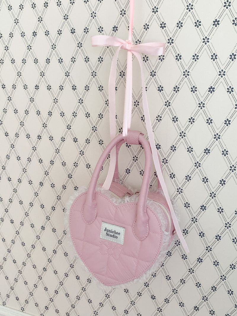 Junie Lace Heart Bag ( Pink )