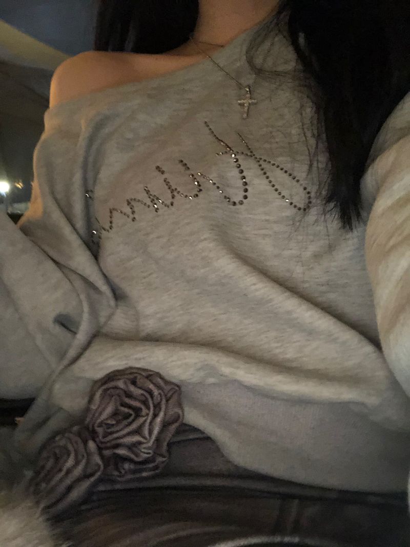 Gray Cubic Crop Sweatshirt