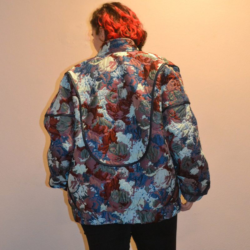 BLUE FLOWER ORBIT BOMBER JACKET