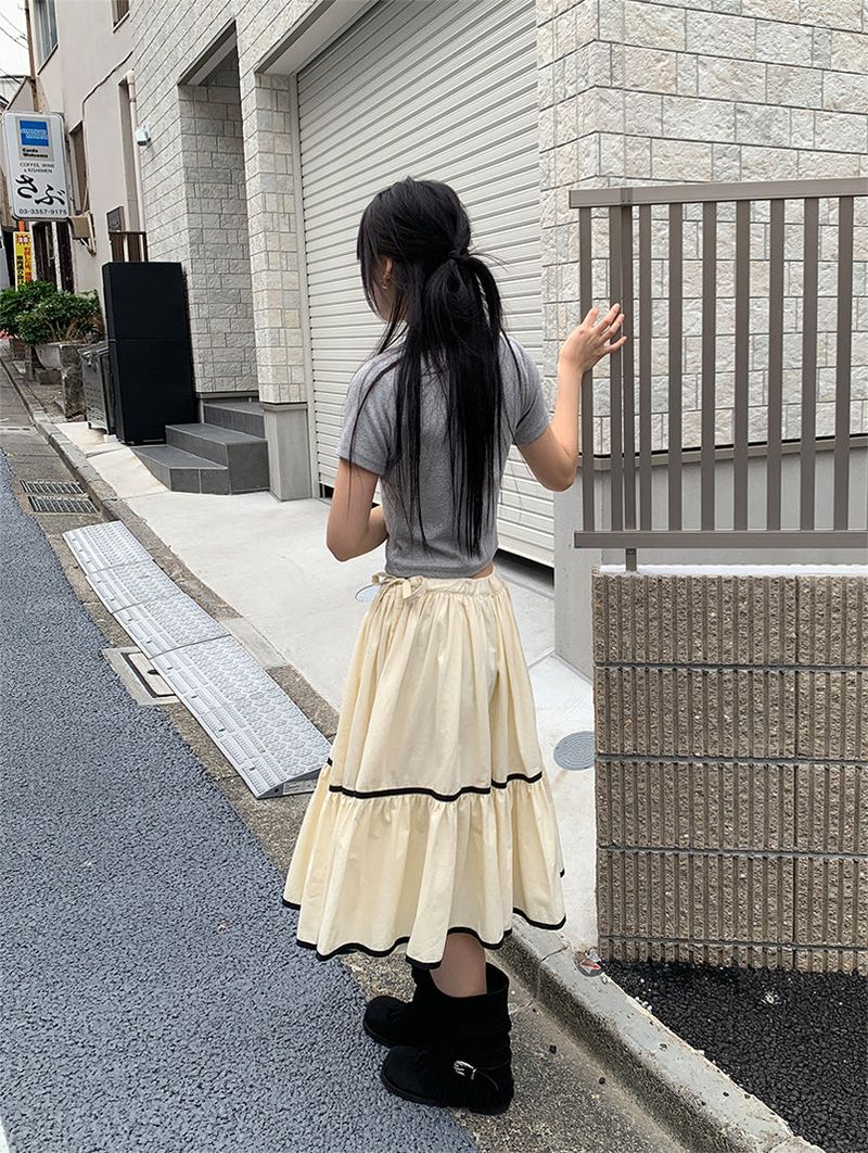 TAPE FLARE RIBBON SKIRT (2C)