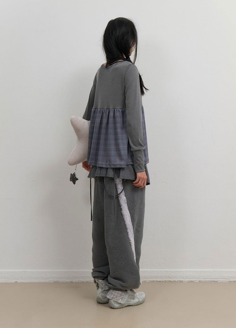 Check Sleep Long Sleeve / Charcoal