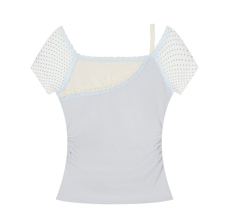 [MADE] Love It Lace Asymmetric Off-Shoulder Tee
