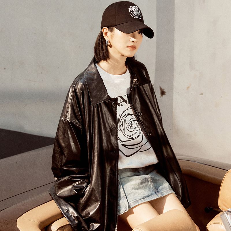 VINTAGE HALF LEATHER STRING JACKET_BLACK
