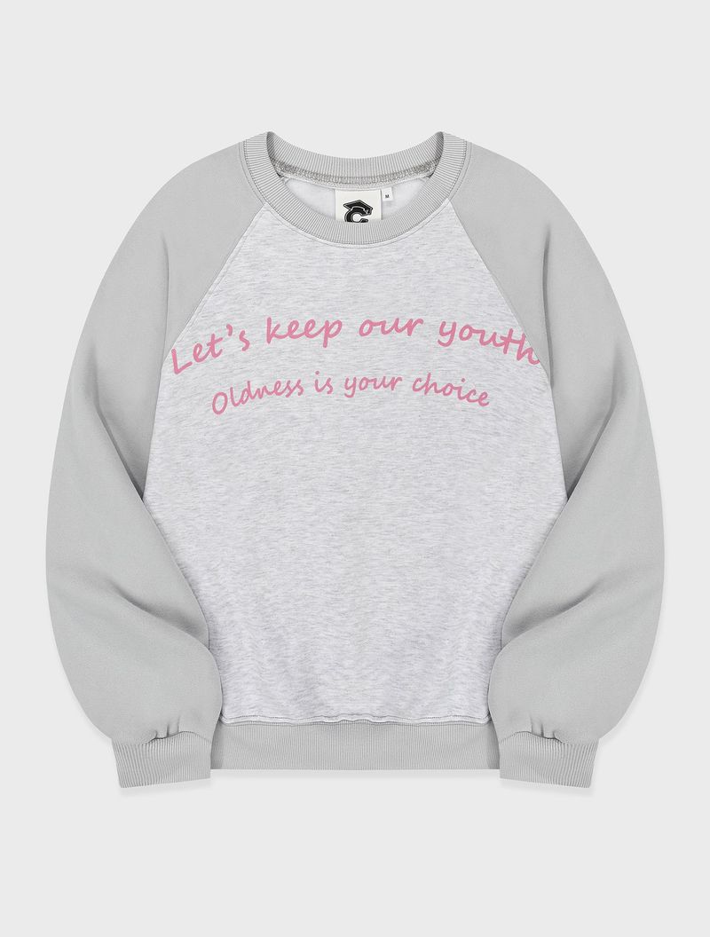 CONCEPT COLLEGE（コンセプトカレッジ）の「Lettering Raglan Sweatshirt / Ash Gray-Light Gray [Unisex]（Tops）」