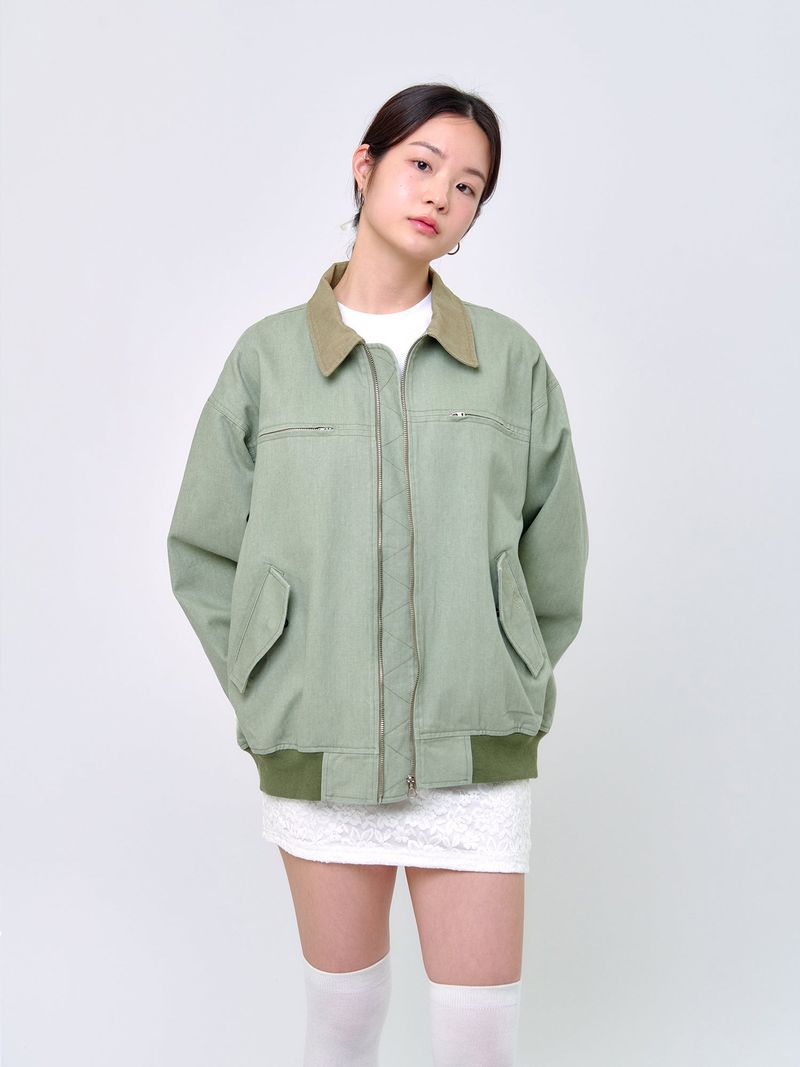 WASHED STITCH BLOUSON_Light Green