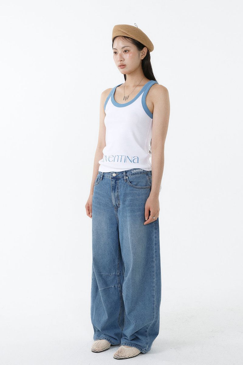 DEEP NECK SLEEVELESS TOP_SKY BLUE-WHITE