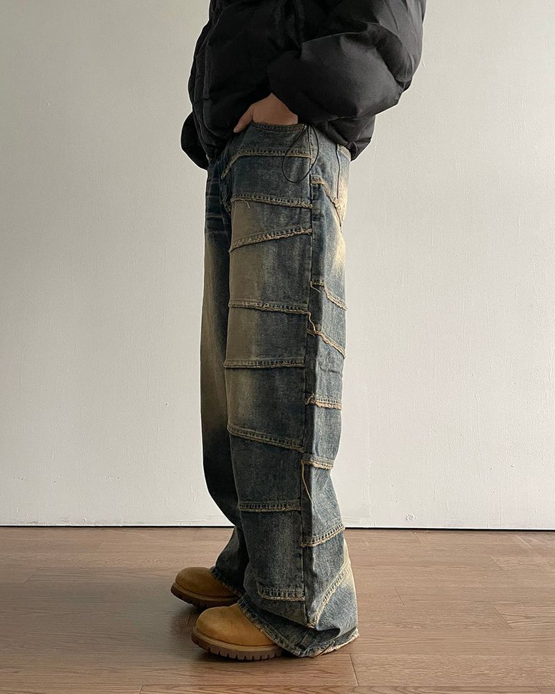 Unbalanced Cutting Denim Pants