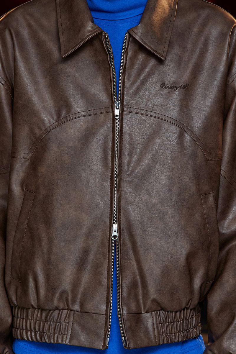 FAUX LEATHER WESTERN BLOUSON / BROWN