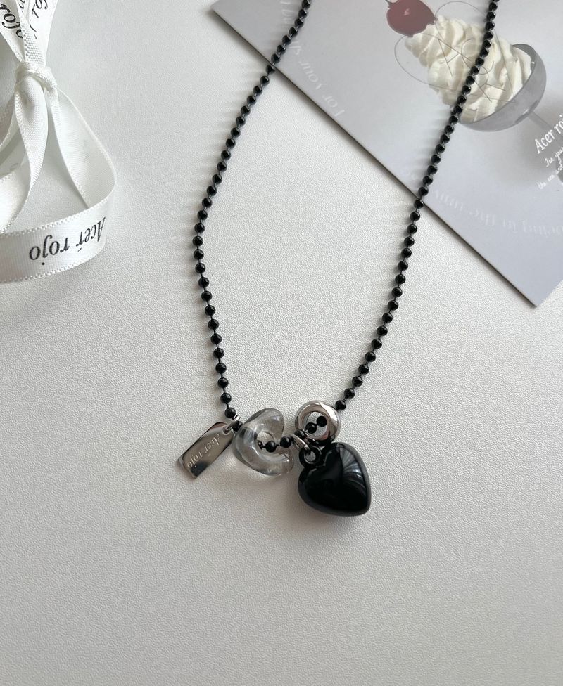 blo black chic stainless steel bold heart county line layered long necklace