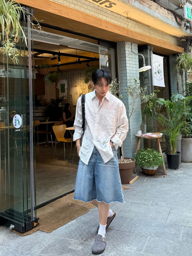 Lua cutting bermuda denim pants