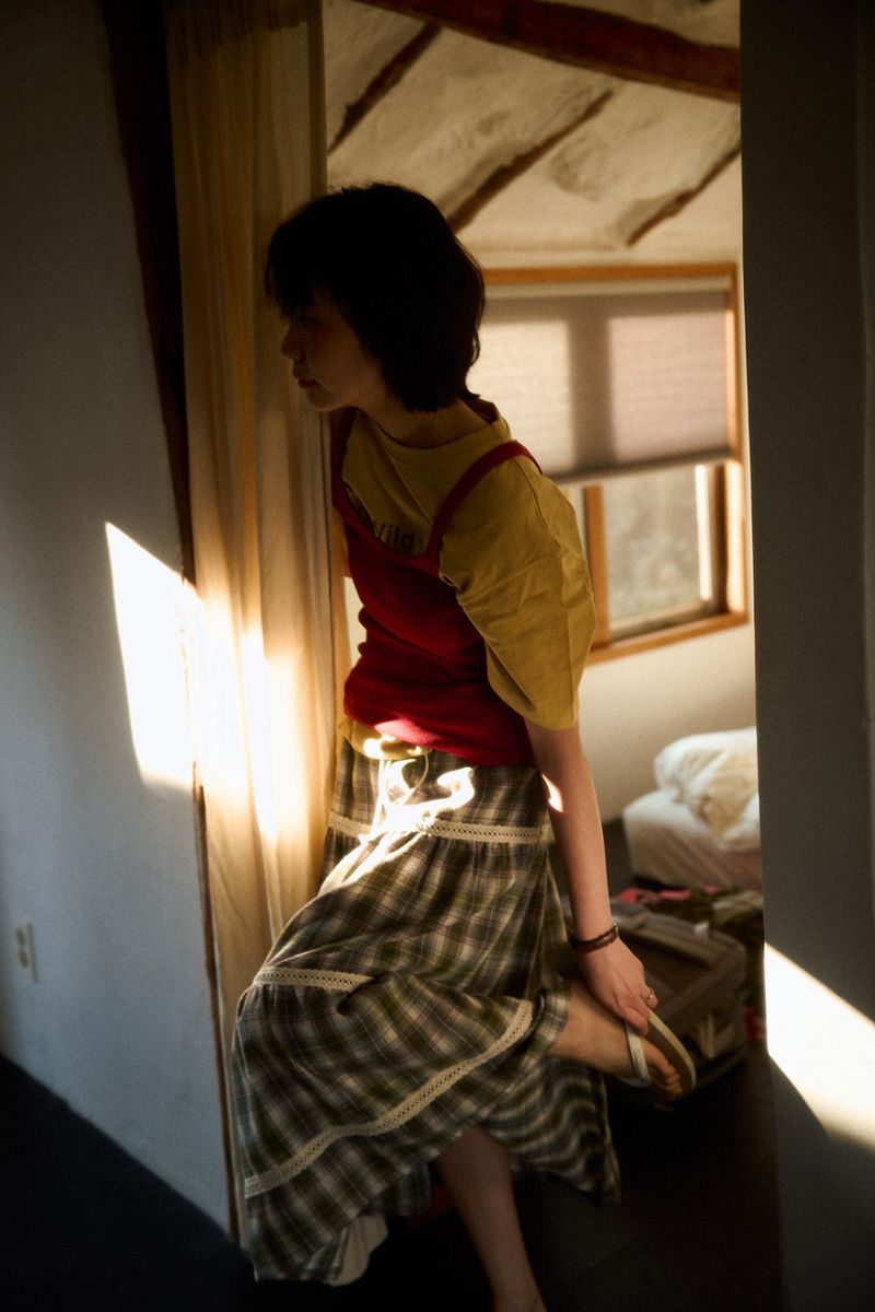 Eden check long skirt (2color)