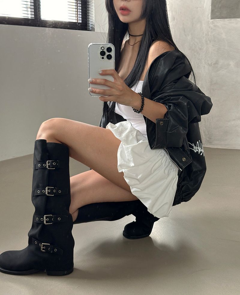 Warmer Buckle Long Boots