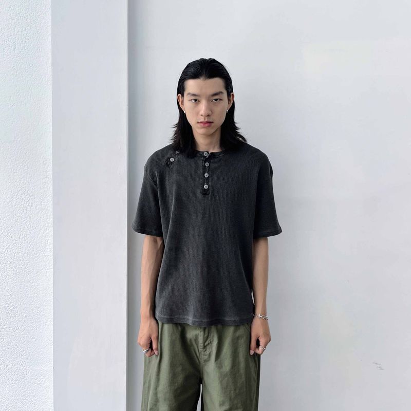 FADE MEET（フェードミート）の「Structured Wide-Sleeve Black Top（Tops）」