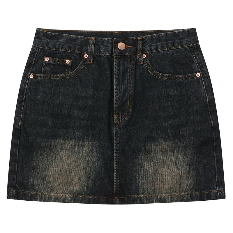 CRAIL BACK POCKET BIG LOGO DENIM SKIRT (2Color)