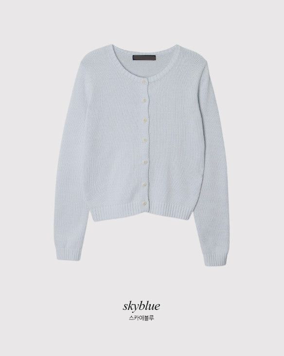 Basic Cotton100 Round Knit Cardigan (7color)