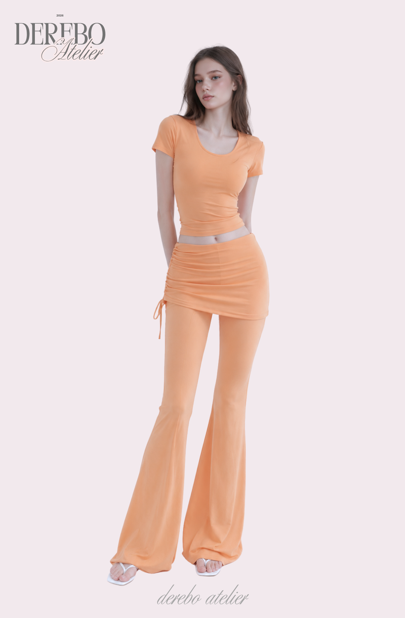 Liiv short-sleeve cap training shirring pants set (LONG PANTS)