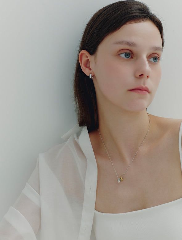 26SS★ [Premium Plating] Ice Block AB(C) Dual Link Necklace
